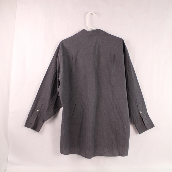 Geoffrey Beene Men's Dress Shirt Size 17 32/33 Gray Checked Long Sleeve