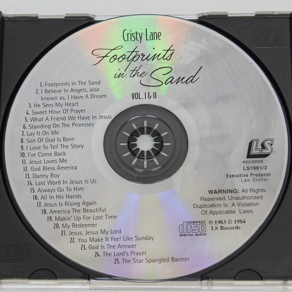 Cristy Lane Footprints in the Sand Vol 1 & 2 Audio CD 1984 - Good Condition