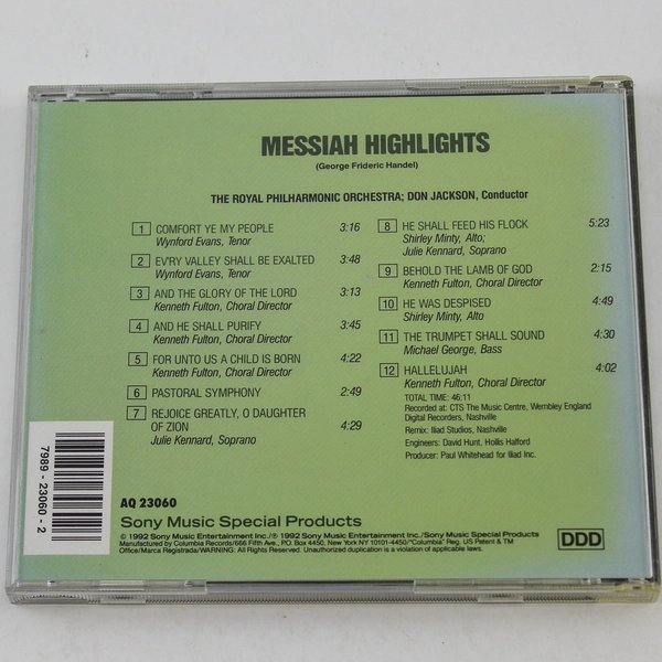 Highlights Handel's Messiah CD - Royal Philharmonic Orchestra 1992