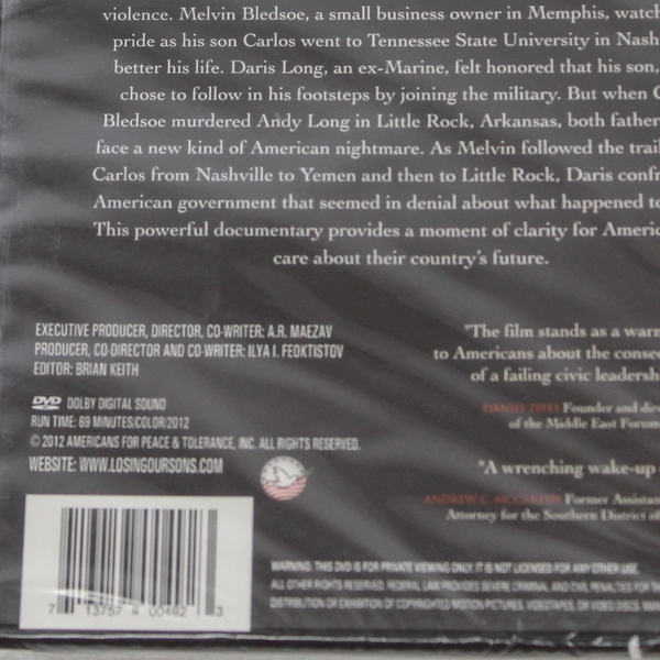 Losing Our Sons DVD 2012 An American Tragedy Sealed Pre-Owned