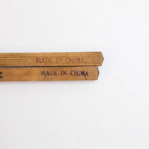 Vintage Bamboo Chopsticks Lot of 2, 10" with Green Lettering, Good Condition