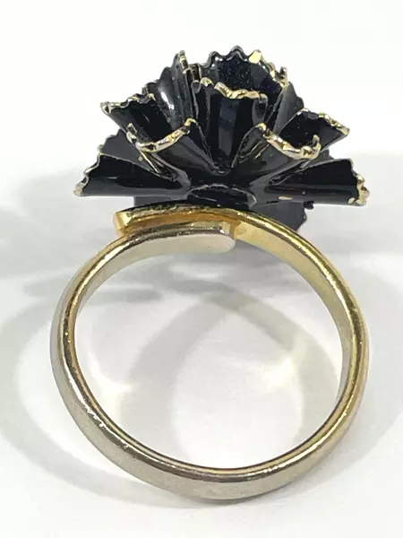 Women's Size 4 Adjustable Gold Tone Floral Garnet Gemstone Ring