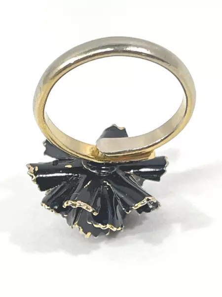 Women's Size 4 Adjustable Gold Tone Floral Garnet Gemstone Ring