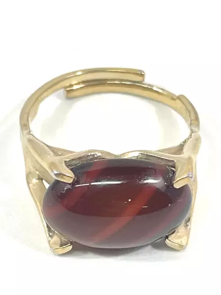 Women's Sarah Coventry Adjustable Tiger Eye Ring Size 5.75 Gold Tone Jewelry