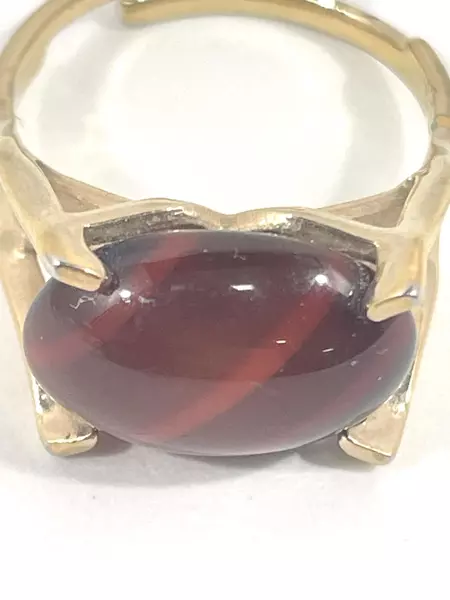 Women's Sarah Coventry Adjustable Tiger Eye Ring Size 5.75 Gold Tone Jewelry
