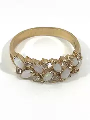 Women's Gold-Tone Opal & Rhinestone Band Ring Size 6 - Pre-Owned, Missing Stone