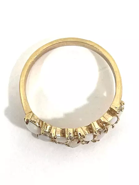 Women's Gold-Tone Opal & Rhinestone Band Ring Size 6 - Pre-Owned, Missing Stone