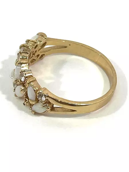 Women's Gold-Tone Opal & Rhinestone Band Ring Size 6 - Pre-Owned, Missing Stone