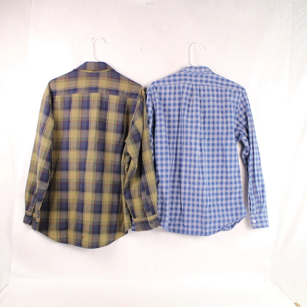 Lot of 2 Men's L Plaid Shirts Old Navy & David Taylor - Pre-owned with Stains