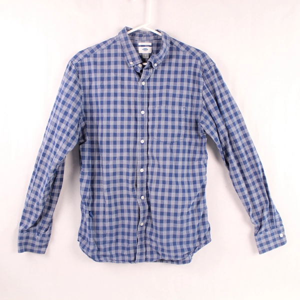 Lot of 2 Men's L Plaid Shirts Old Navy & David Taylor - Pre-owned with Stains