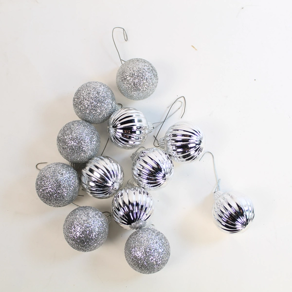 Lot of Silver Toned Christmas Ornaments - Glitter Snowflakes & More!