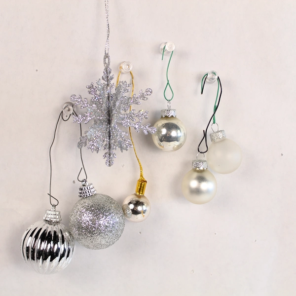 Lot of Silver Toned Christmas Ornaments - Glitter Snowflakes & More!