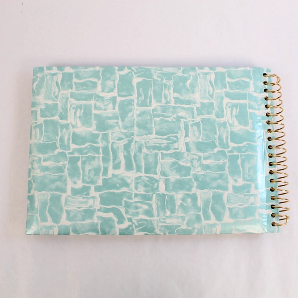 Vintage Scrapbook Mountain Ocean Cover Gold Spiral Black Pages 13" x 8.5"