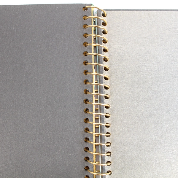 Vintage Scrapbook Mountain Ocean Cover Gold Spiral Black Pages 13" x 8.5"