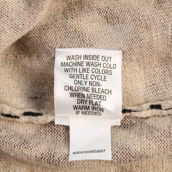 Crofts & Barrow Women's M Cardigan Sweater Beige Black 3/4 Sleeve Button Up