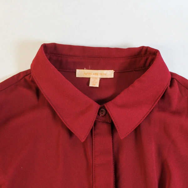 Skies Are Blue Burgundy Accordion Blouse Size M Long Sleeve Elegant Top