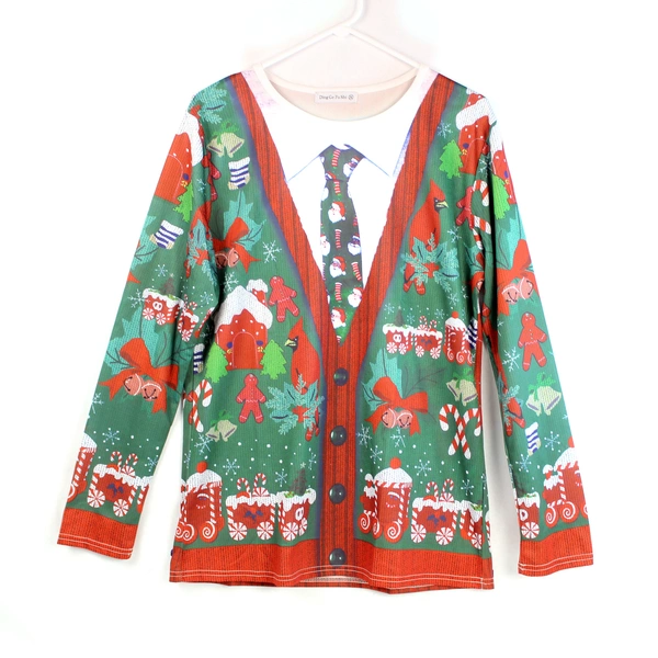 Ding Ge Fu Shi Men's 2XL Christmas Sleepwear Pullover Long Sleeve Shirt