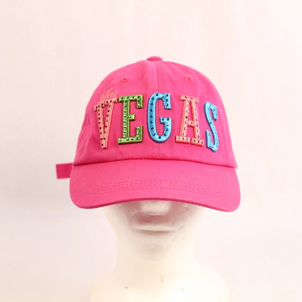 YMF USA Las Vegas Pink Baseball Cap with Beading, One Size Fits All