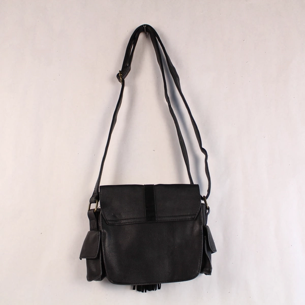 T-Shirt & Jeans Black Crossbody Purse with Sash Accent, Snap Closure