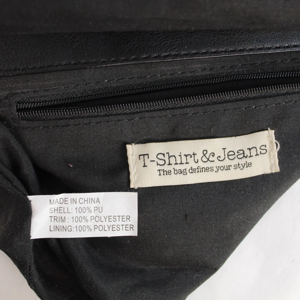 T-Shirt & Jeans Black Crossbody Purse with Sash Accent, Snap Closure