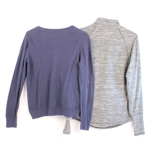Lot of 2 St. John's Bay Women's Sweaters Navy & Gray Size M Long Sleeve