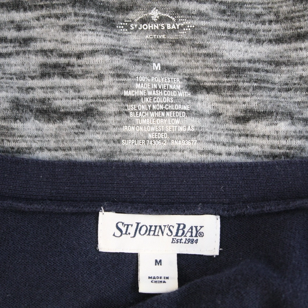 Lot of 2 St. John's Bay Women's Sweaters Navy & Gray Size M Long Sleeve