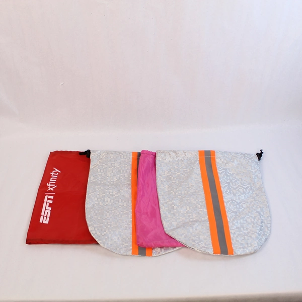 Lot of 9 Reusable Drawstring Backpack Bags - Mesh & Plastic Storage Bags