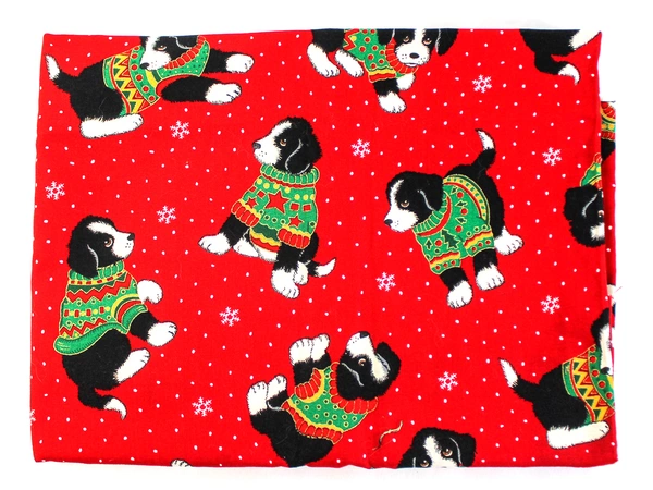 VIP Cranston Christmas Puppy Cotton Fabric Panel 54"x46" Good Pre-Owned