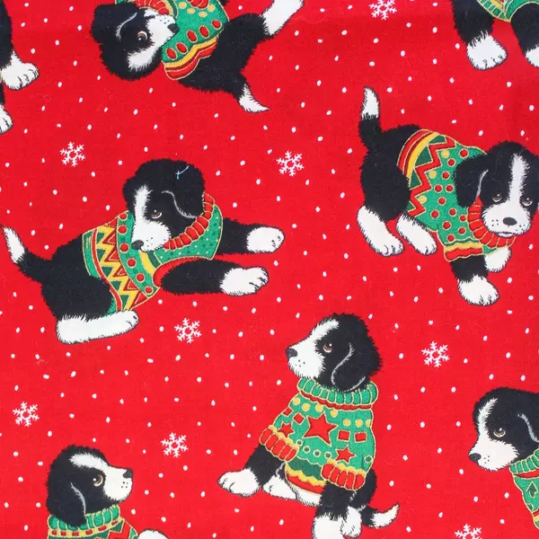 VIP Cranston Christmas Puppy Cotton Fabric Panel 54"x46" Good Pre-Owned