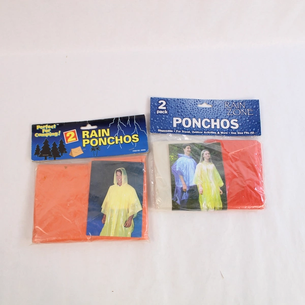 Lot of 2 Disposable Rain Ponchos by Rain Zone & Lafitte - Orange