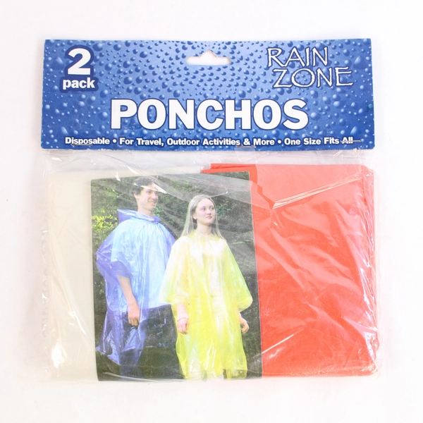 Lot of 2 Disposable Rain Ponchos by Rain Zone & Lafitte - Orange