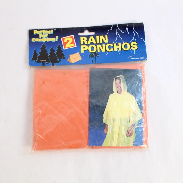Lot of 2 Disposable Rain Ponchos by Rain Zone & Lafitte - Orange