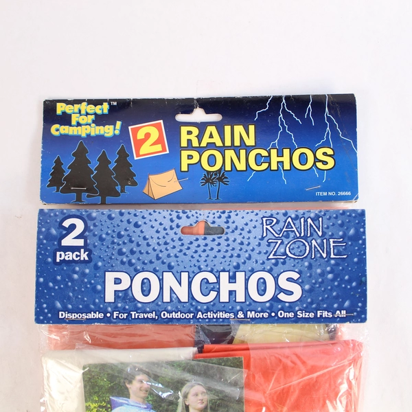 Lot of 2 Disposable Rain Ponchos by Rain Zone & Lafitte - Orange