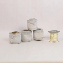 Lot of 5 Glitter Ribbon Spools Silver & Gold Snowflakes for DIY Crafts