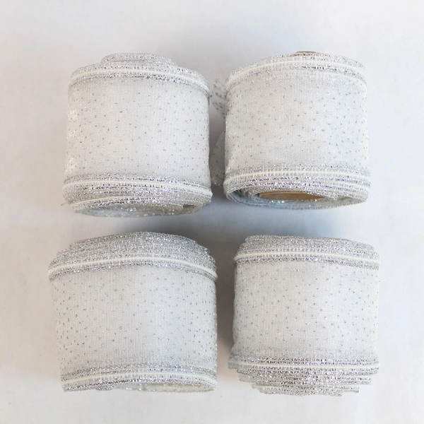 Lot of 5 Glitter Ribbon Spools Silver & Gold Snowflakes for DIY Crafts