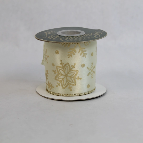 Lot of 5 Glitter Ribbon Spools Silver & Gold Snowflakes for DIY Crafts
