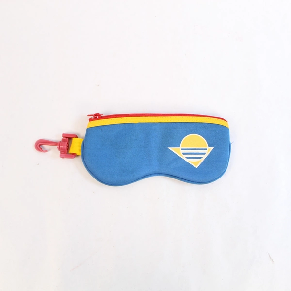 Vintage 1980s Clip-On Sunglasses Case - Retro Beach Travel Pouch, Stains