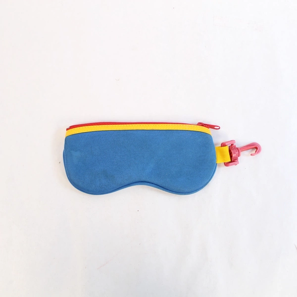 Vintage 1980s Clip-On Sunglasses Case - Retro Beach Travel Pouch, Stains
