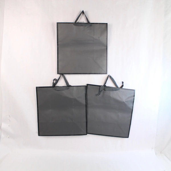 Lot of 3 Hallmark Large Gift Bags Gray Black Trim Holiday Supplies