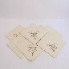 Lot of 8 White Brocade Cloth Napkins for Crafts DIY Stains Pre-Owned