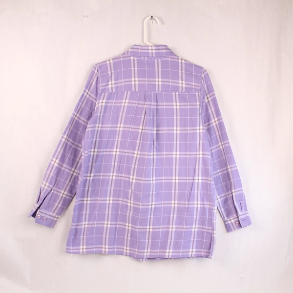 Blair Women's Size S Purple White Plaid Long Sleeve Button-Up Shirt Top