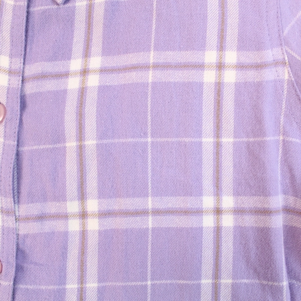 Blair Women's Size S Purple White Plaid Long Sleeve Button-Up Shirt Top