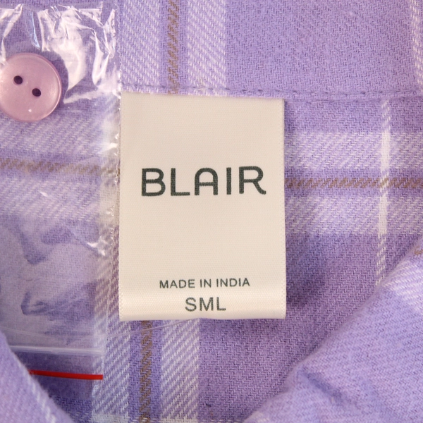 Blair Women's Size S Purple White Plaid Long Sleeve Button-Up Shirt Top