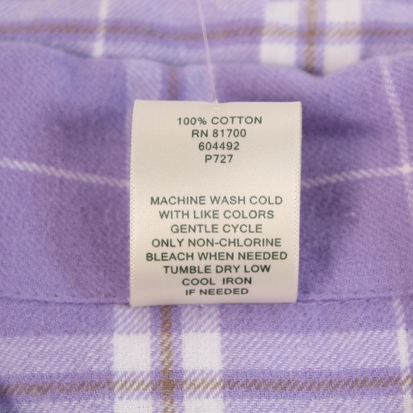 Blair Women's Size S Purple White Plaid Long Sleeve Button-Up Shirt Top
