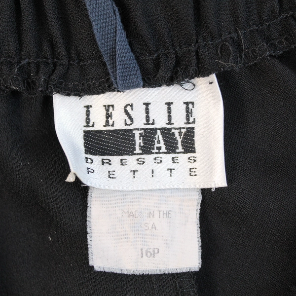 Vintage Leslie Fay Women's 16P Black Wide-Leg Pull-On Pants, Good Condition