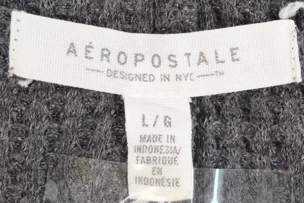 Aeropostale Gray Waffle Knit Long Sleeve Shirt Women's Large Button Front Top