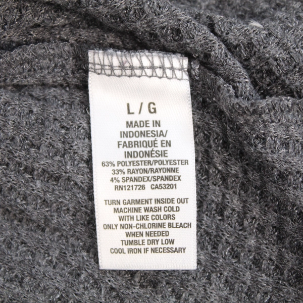 Aeropostale Gray Waffle Knit Long Sleeve Shirt Women's Large Button Front Top