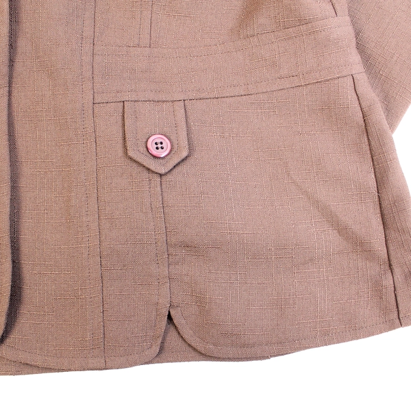 Sag Harbor Women's Brown Woven Suit Jacket Size 10 Short Sleeve Pre-Owned