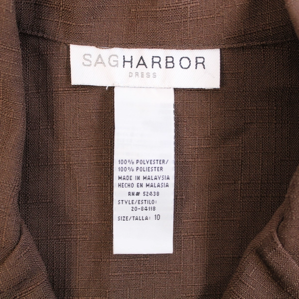 Sag Harbor Women's Brown Woven Suit Jacket Size 10 Short Sleeve Pre-Owned