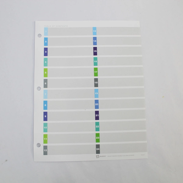 Avery Ready Index Dividers 1-24 Double Column Color Tabs 11321 Pre-Owned